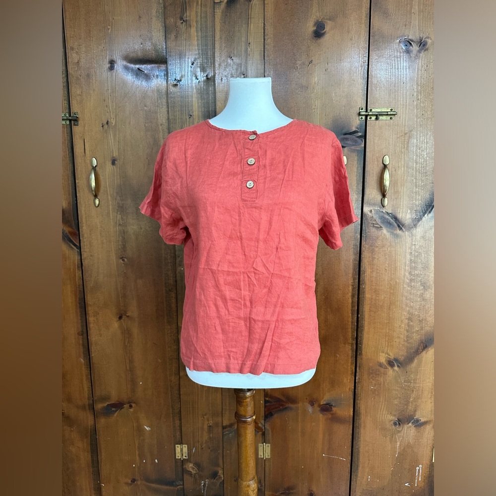 Rachel Zoe women’s top large 100% linen short sleeve front tie
